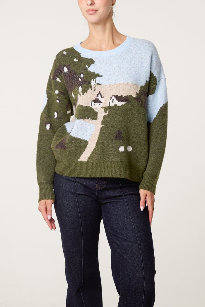 Scenic Landscape Knit Jumper - Downtown Girl