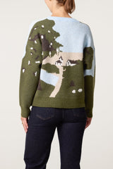 Scenic Landscape Knit Jumper - Downtown Girl