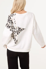 Studded Leopard Star Jumper - Downtown Girl