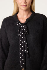 PolkaDot Bow Button Through Knitted Cardigan