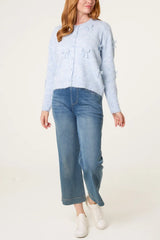 Bow Pearl Button Through Knit Cardigan