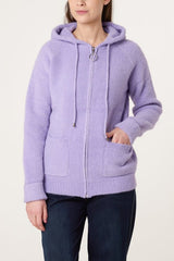 Zip Up & Pocket Knit Cosy Hoodie - Downtown Girl