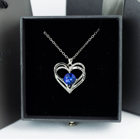 Intertwined 'I Love You' Silver Heart With Luxury Blue Eternity Rose Box - Downtown Girl