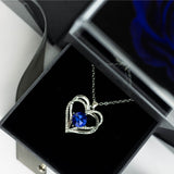 Intertwined 'I Love You' Silver Heart With Luxury Blue Eternity Rose Box - Downtown Girl