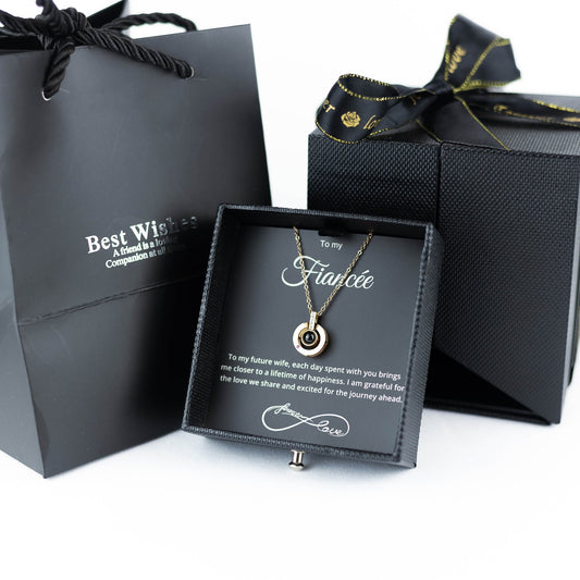 Luxury Black Black Rose Box With Love Languages Necklace With Message - Downtown Girl
