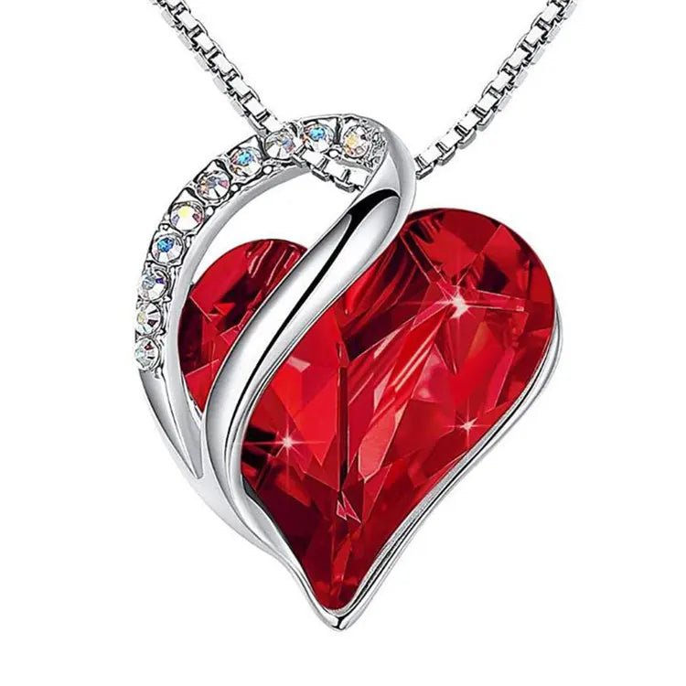Amazon.com: AGVANA Love Heart Women Necklace With Natural Garnet Gemstone Pendant  Birthstone Gift Made of 925 Sterling Silver Necklace for Women Girls with  Gift Box, Chain Length 40 + 5 cm :