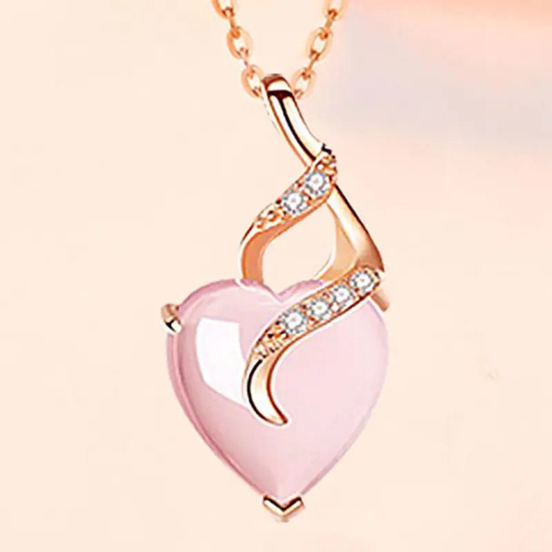 Pink Gem Heart Pendant