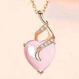 To My Fiancé - Pink Gem Heart Pendant - Downtown Girl