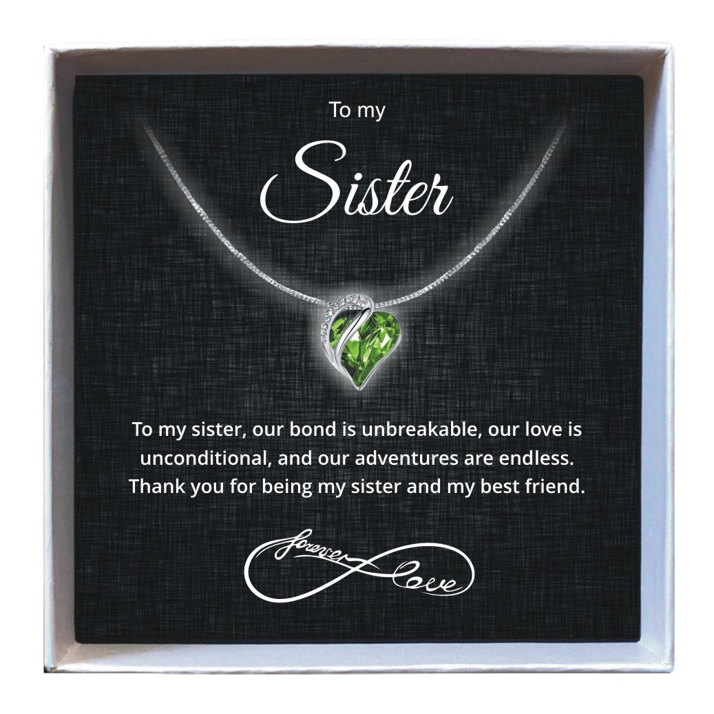 To My Sister - Birthstone Heart Necklace - Downtown Girl