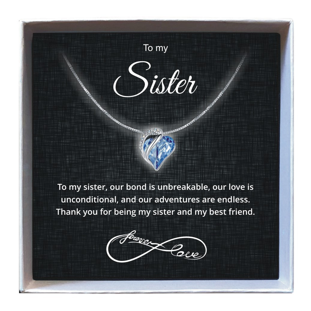 To My Sister - Birthstone Heart Necklace - Downtown Girl