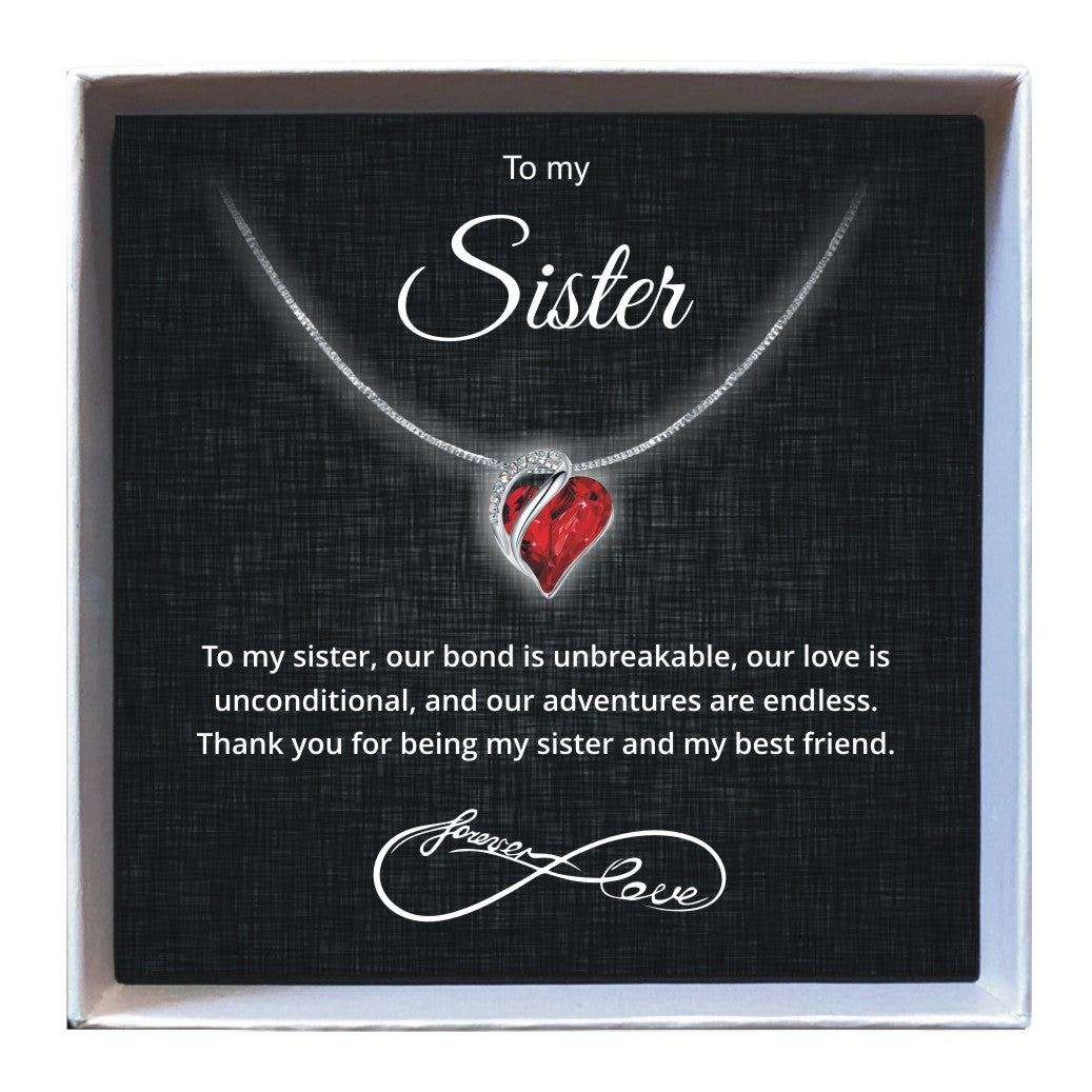 To My Sister - Birthstone Heart Necklace - Downtown Girl