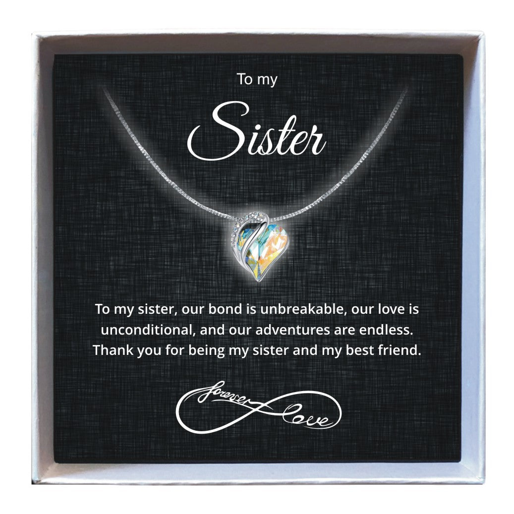 To My Sister - Birthstone Heart Necklace - Downtown Girl