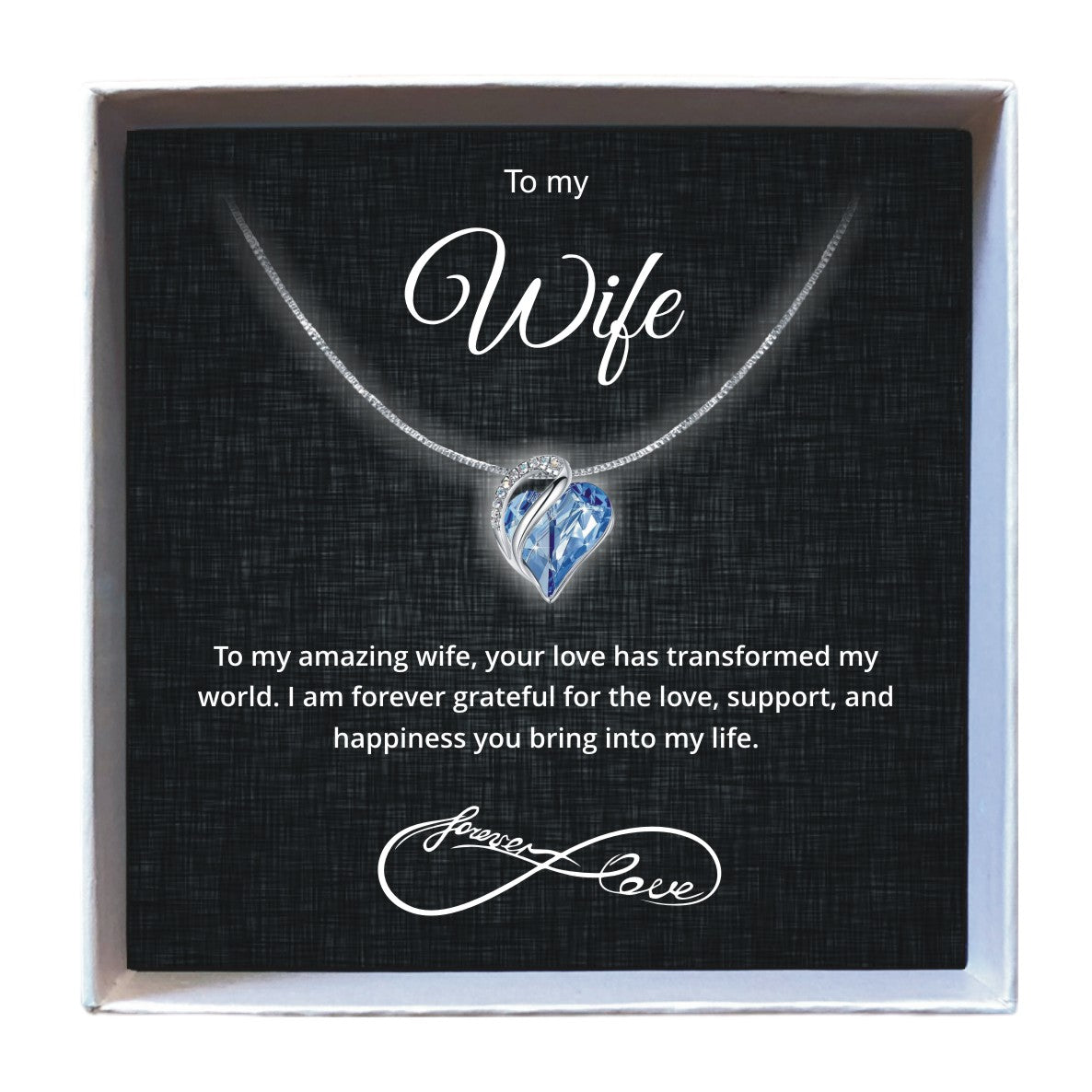 To My Wife - Birthstone Heart Necklace - Downtown Girl